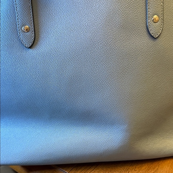 Coach Light Blue Leather Tote Bag with Silk Scarf - Picture 6 of 10